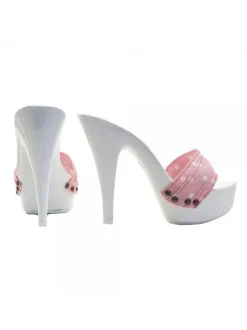 PINK POLKA DOT CLOGS HEEL 13