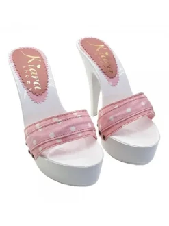 PINK POLKA DOT CLOGS HEEL 13