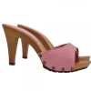 PINK SUEDE CLOGS WITH HEEL 9