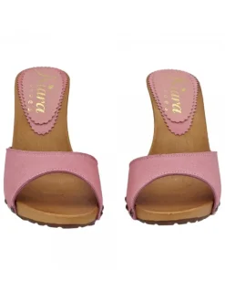 PINK SUEDE CLOGS WITH HEEL 9