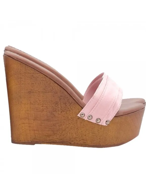 PINK WEDGE CLOGS