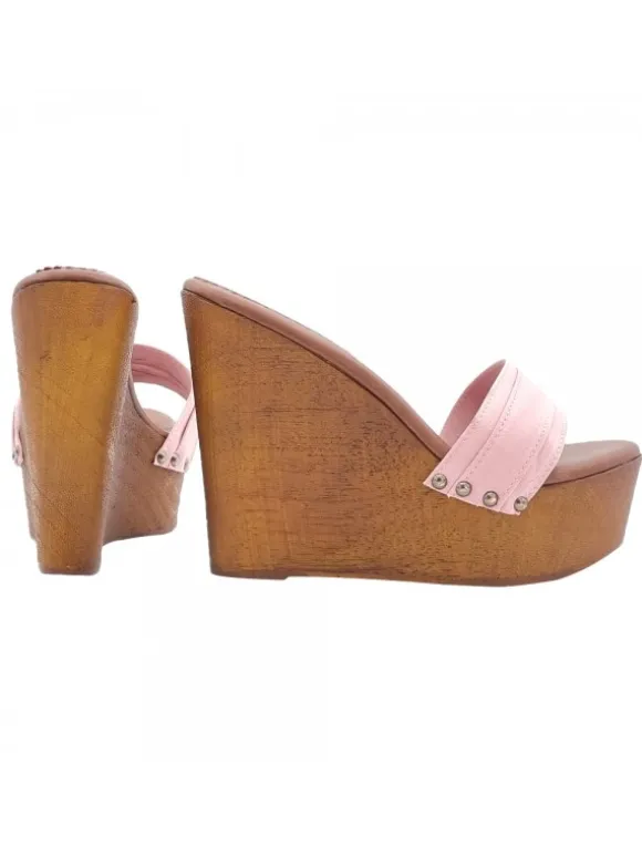 PINK WEDGE CLOGS