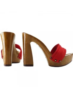 RED CLOGS COMFY HEEL