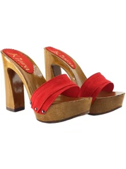 RED CLOGS COMFY HEEL