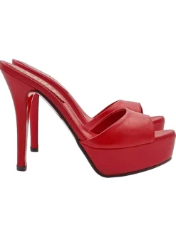 RED GENUINE LEATHER SANDALS SIZE UP TO 44
