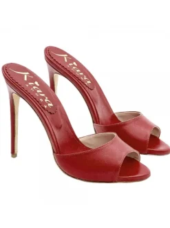 RED LEATHER CLOGS WITH STILETTO
