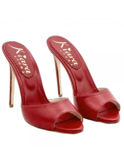 RED LEATHER CLOGS WITH STILETTO