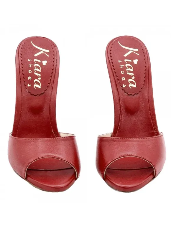 RED LEATHER CLOGS WITH STILETTO