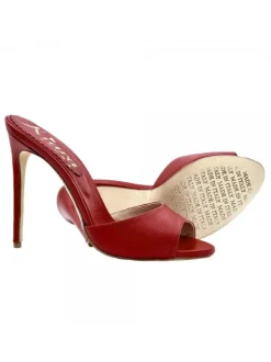 RED LEATHER CLOGS WITH STILETTO