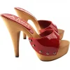 RED PATENT LEATHER CLOGS HEEL 13