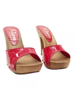 RED PATENT LEATHER CLOGS WITH HEEL 11 - K213001-V