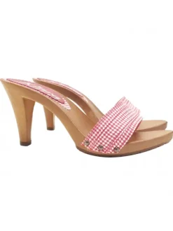RED PIN UP STYLE CLOGS WITH COMFORTABLE HEEL