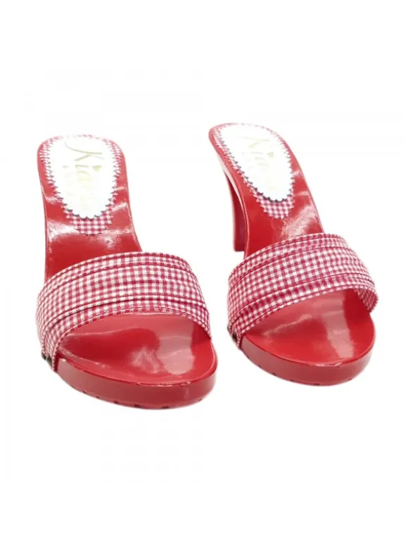 RED PIN-UP CLOGS HEEL 9