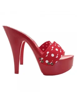 RED POLKA DOT CLOGS HEEL 13