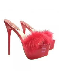 RED SHOES WITH FUR HEEL 17