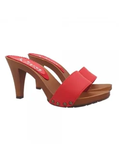 RED WOMEN'S CLOGS COMFORTABLE HEEL
