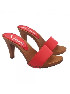 RED WOMEN'S CLOGS COMFORTABLE HEEL
