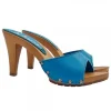 ROYAL BLUE LEATHER CLOGS WITH HEEL 9