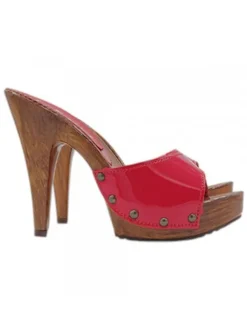 Sexy Red Patent Clogs | 11cm Heel - Handmade