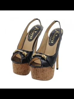 Sexy stiletto heel sandals 17.5 CM BLACK - WITH JEWEL