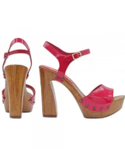 Shiny Red Clogs with 12.5 cm Heel - Elegance Made in Italy