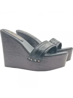 SHOES CLOGS  WEDGE WOMAN BLACK