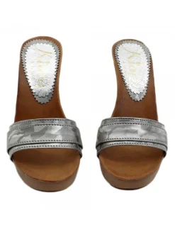 SILVER CAMOUFLAGE CLOGS HEEL 11