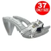 SILVER CLOGS WITH PERFORATED HEEL - size 37