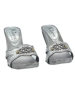 SILVER CLOGS WITH PERFORATED HEEL - size 37