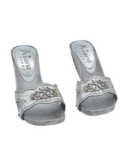 SILVER CLOGS WITH PERFORATED HEEL - size 37