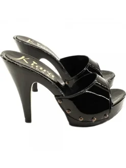 TOTAL BLACK BDSM HEEL CLOG HEEL 11 CM