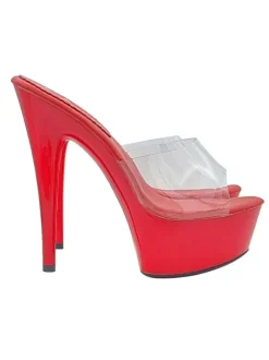 TRANSPARENT RED CLOGS WITH HIGH HEEL