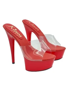 TRANSPARENT RED CLOGS WITH HIGH HEEL
