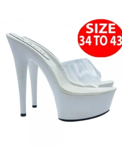 TRANSPARENT WHITE CLOGS WITH HIGH HEEL
