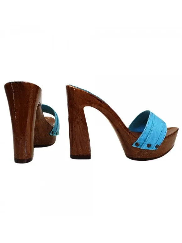TURQUOISE CLOGS COMFY HEEL