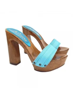 TURQUOISE CLOGS COMFY HEEL