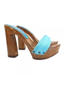TURQUOISE CLOGS COMFY HEEL