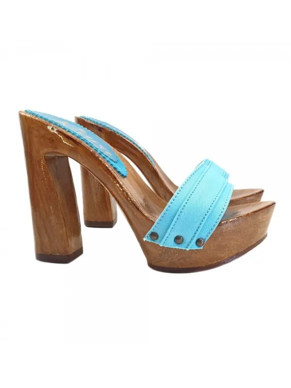 TURQUOISE CLOGS COMFY HEEL
