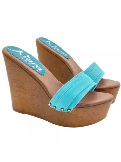 TURQUOISE WEDGES WITH HEEL 13 CM