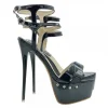 Very High Black Sandals with 17.5 cm Stiletto Heel