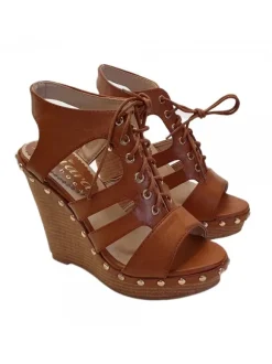 WEDGE SANDALS LEATHER COLOUR