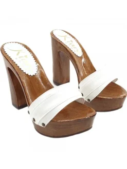 WHITE CLOGS COMFY HEEL