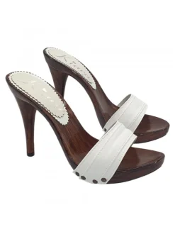 WHITE CLOGS HEEL 12