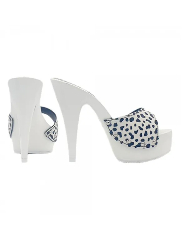 WHITE CLOGS WITH DALMATIAN EFFECT HEEL 13