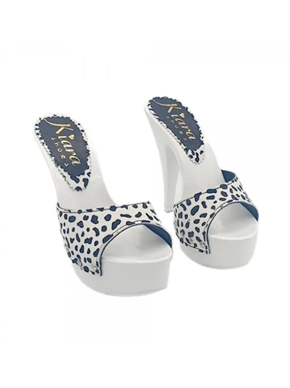 WHITE CLOGS WITH DALMATIAN EFFECT HEEL 13