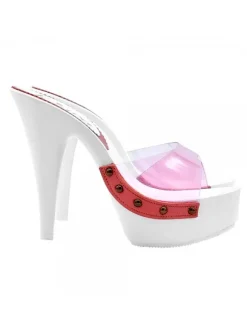 WHITE CLOGS WITH PINK GLASS BAND