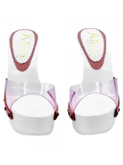 WHITE CLOGS WITH PINK GLASS BAND