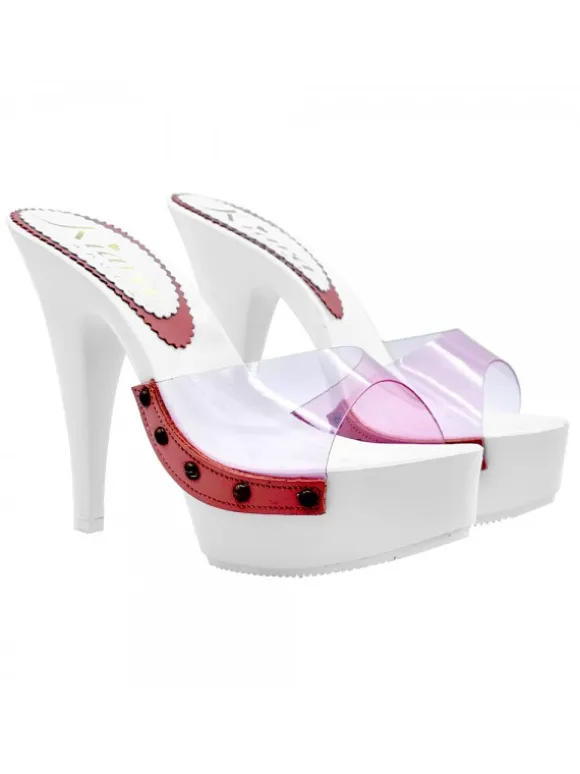 WHITE CLOGS WITH PINK GLASS BAND