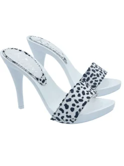 WHITE CLOGS WITH "DALMAT EFFECT" PRINT AND HIGH HEEL