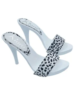 WHITE CLOGS WITH "DALMAT EFFECT" PRINT AND HIGH HEEL
